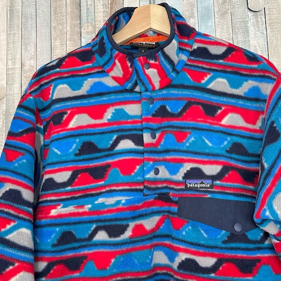 Patagonia Other - Patagonia M Synchilla Snap T Fleece Pullover Sweatshirt Jacket Delta Blue Print